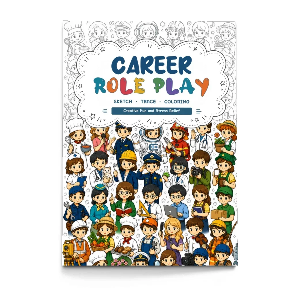 Professions Role-Play Coloring Book, 48-Page Career-Themed Line Art for Creative Relaxation and Career Exploration
