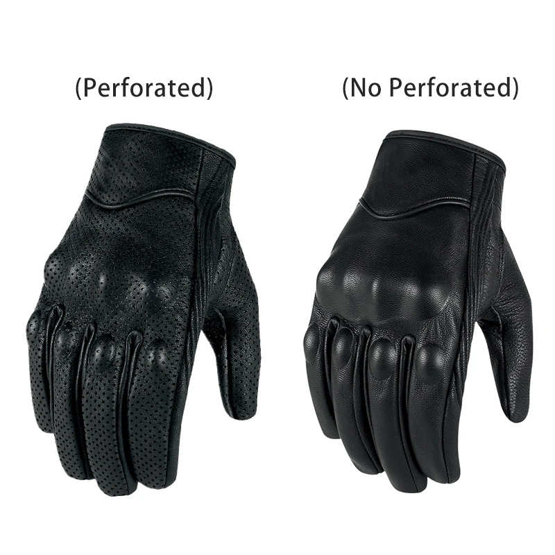 MANU Motorcycle Gloves Genuine Leather Touch Men Summer Mitten Racing Cycling Glove Scooter Motorbike