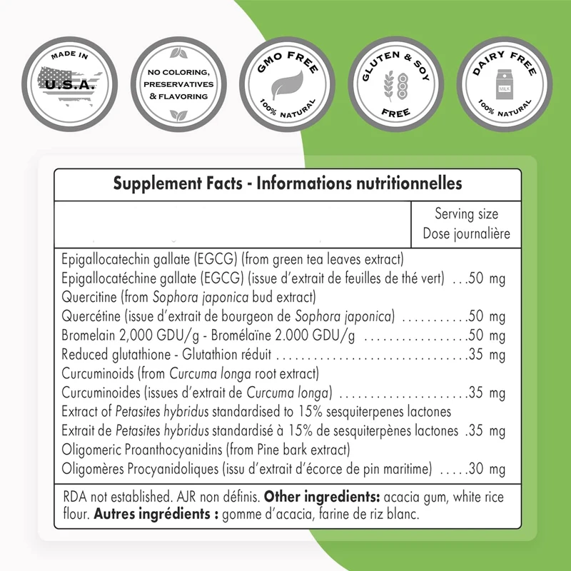 Disintossicazione polmonare-contenente quercetina, bromelina e curcumina tumorale |