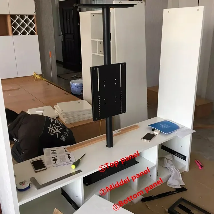 Motorized TV Stand with Remote 360 Rotating TV Mount Height Adjustable Electric TV Lift for 32-85 Inch LCD LED Flat Screen Heavy
