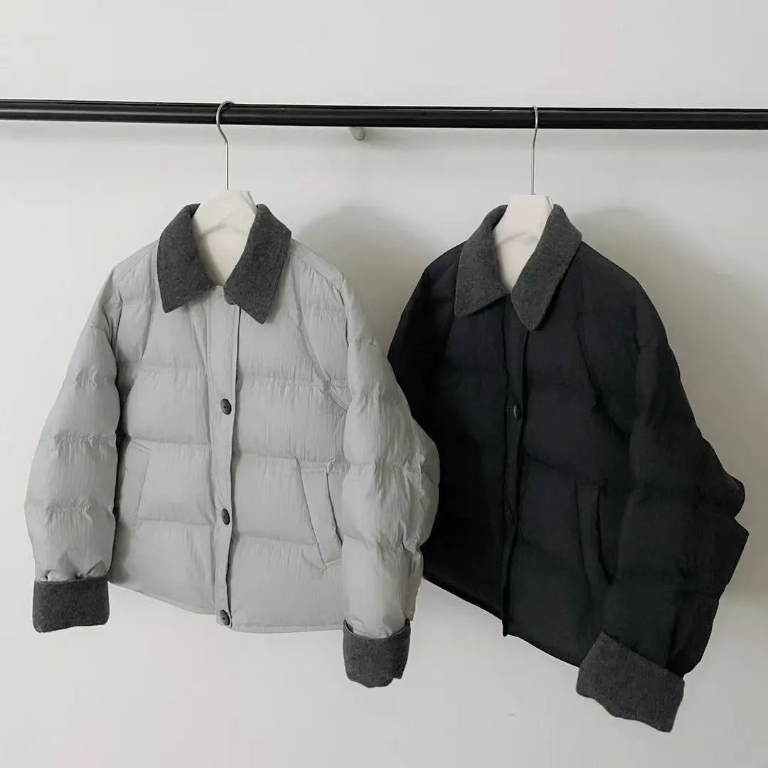 

2025 New Korean Style Loose Short Cotton Jacket Women's Unique Super Cute Small Size Top Thickened Long Sleeve Collar