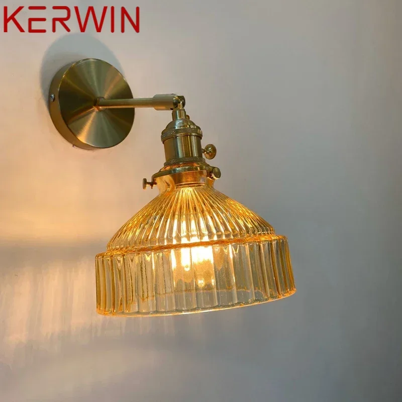 

KERWIN Nordic Brass Wall Lamp Indoor Living Room Bedroom Bedside Lamp Modern Hotel Corridor Hallway Wall Lamp