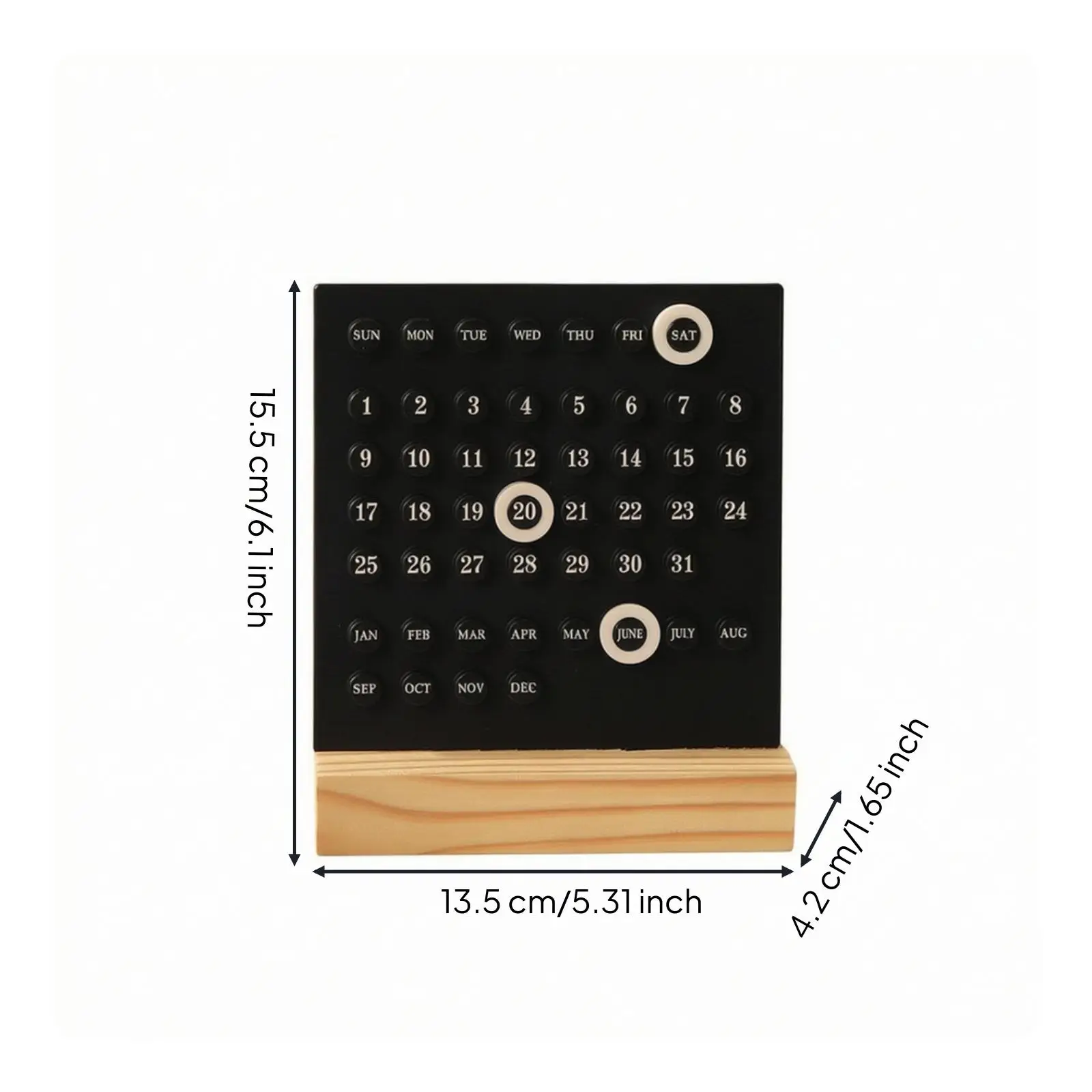 Minimalist Acrylic Calendar Display with Wood Stand for Workspace Decor and Daily Date Tracking
