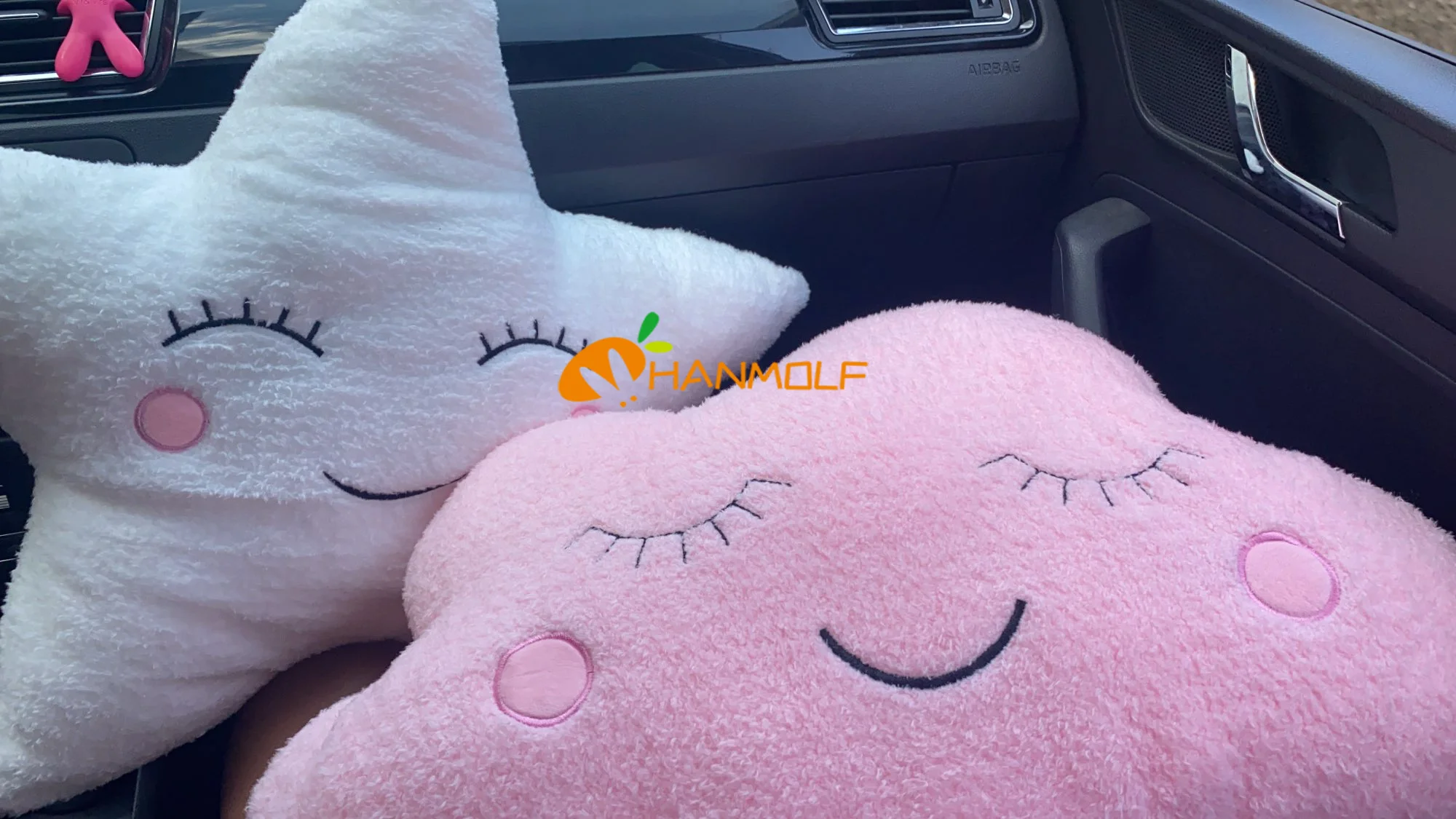 Shy Sky Plush Throw Pillow Stuffed Cloud Moon Star Water Drop Soft Cushion Pink White Grey Colorful Back Support Plushie Decor
