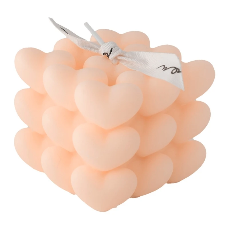 H55A Cube Heart Shaped Scented Candle Big Cube Bubble Candle Safety Soy Wax Candles