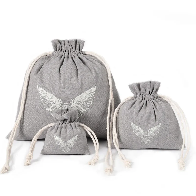 Gray Cotton Gift Bags 8x11cm 9x12cm 10x15cm 15x21cm pack of 50 Wedding Party Candy Sack Makeup Jewelry Drawstring Pouches