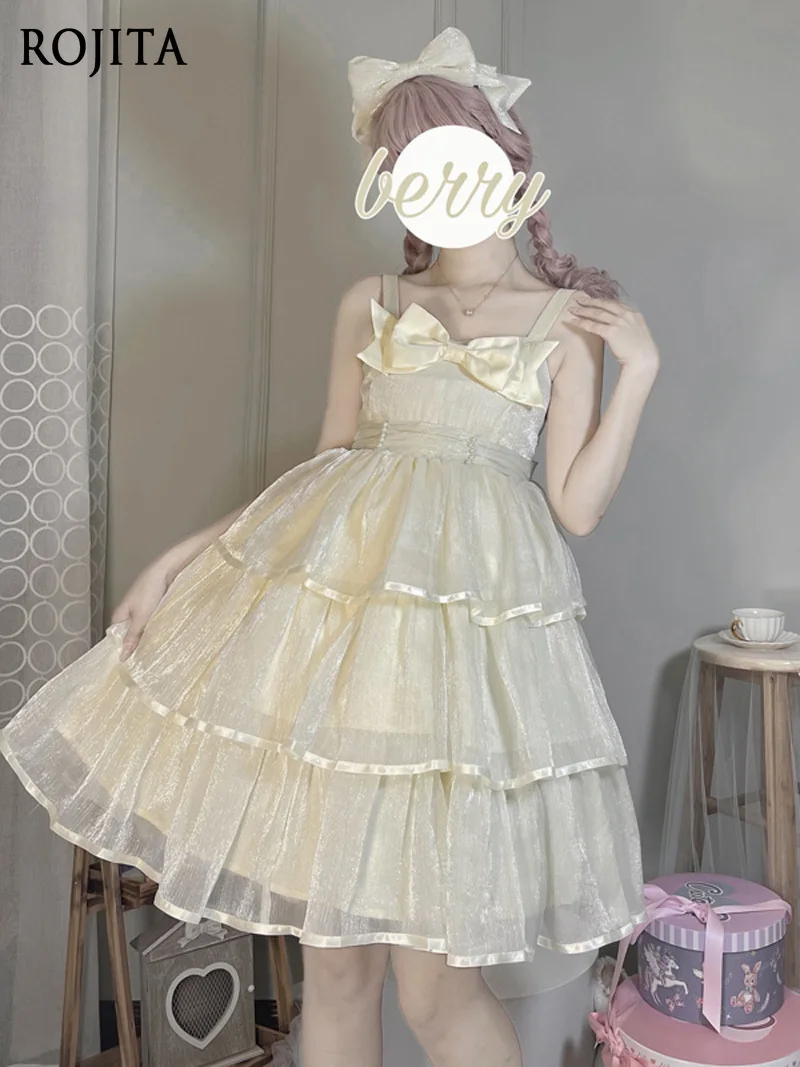 

Original Design Apricot Lolita Dress Sweetheart JSK Strap Dress 2025 New Layered Ruffle Sleeveless Summer Dress