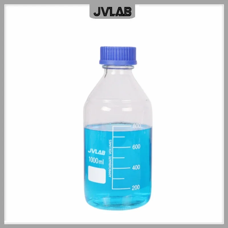 Reagent Bottle 1000mL Clear Glass Sample Bottle1L Laboratory Glassware Blue Screw GL45 Mouth