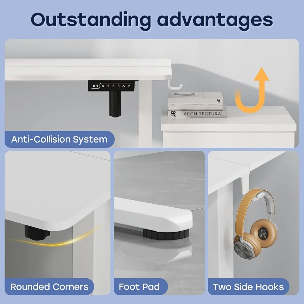 Компактный стол с регулируемой высотой, белая рабочая станция 35x20 с доской для сращивания