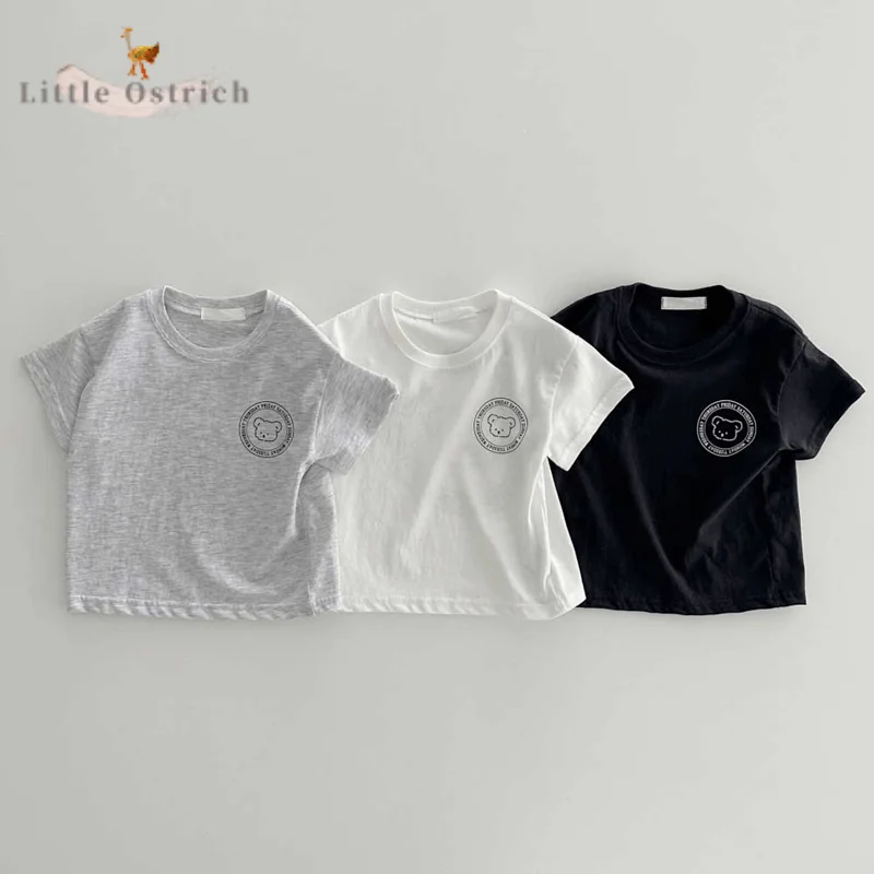 

Newborn Baby Girl Boy Bear Printed Cotton T-shirt Infant Toddler Short Sleeve Pullover Sports Shirt Summer Baby Clothes 9M-2T