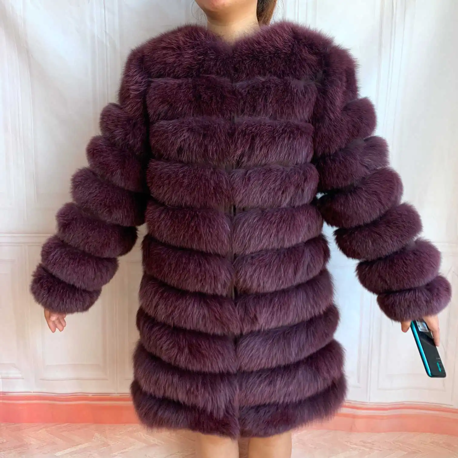 NEW 4in1 Real Fox Fur Long Coat Winter Coat for Women Jackets Vest Winter Outerwear Women Fox Fur Coat High Quality Fur Clothes