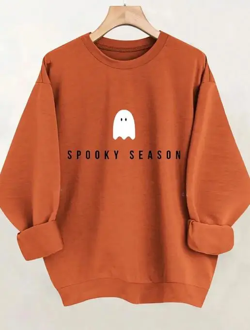 

Autumn Round Neck Casual Loose Long Sleeved Sweatshirt with Letter Print Casual Simple Loose Women's Velvet Sweatshirt
