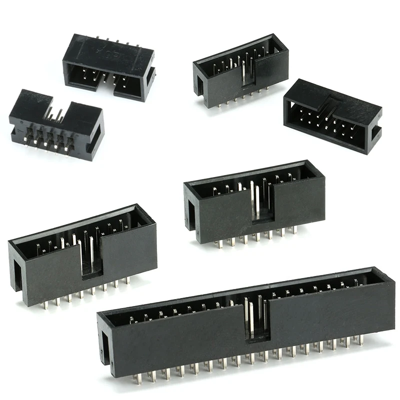 10PCS Dip 6/10/20/26/34/40 Pin 2.54mm Pitch Male Socket Straight Idc Box Headers Pcb Connector Double Row 10p/20p/40p/50p Dc3