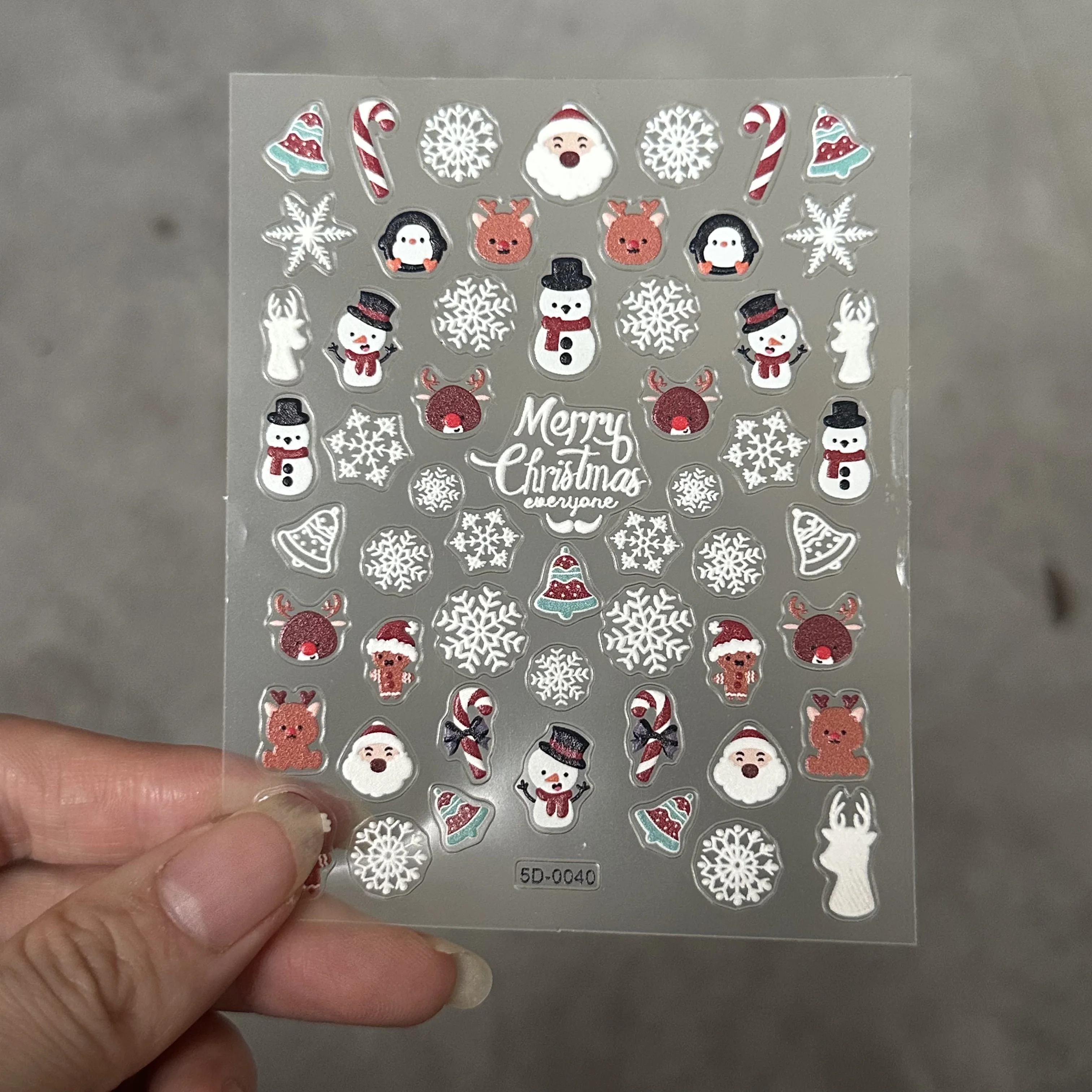 1 pçs 5d homem de gengibre vermelho flocos de neve adesivos de unhas de natal bonito boneco de neve papai noel inverno decalques de unhas decorações de manicure