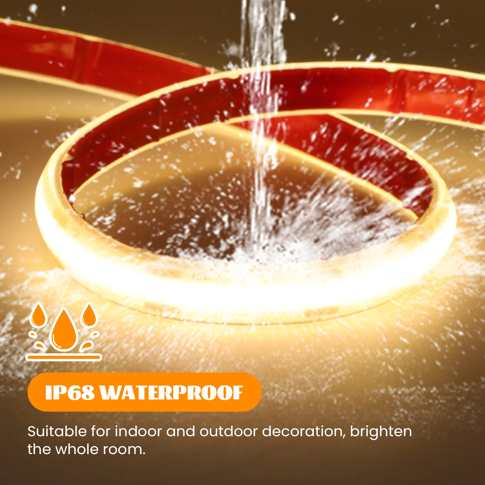 IP68 Waterproof COB Strip DC 5V USB 320Leds/M 3000K 4000K 6000K Home Decor PIR Sensor/Touch Dimmerable LED Light