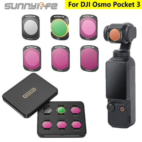 Sunnylife para DJI Osmo Pocket 3 NDPL CPL Kit de filtros para DJI POCKET 3 ND8 ND16 ND32 ND64 MCUV filtros de lente juego protector de cardán