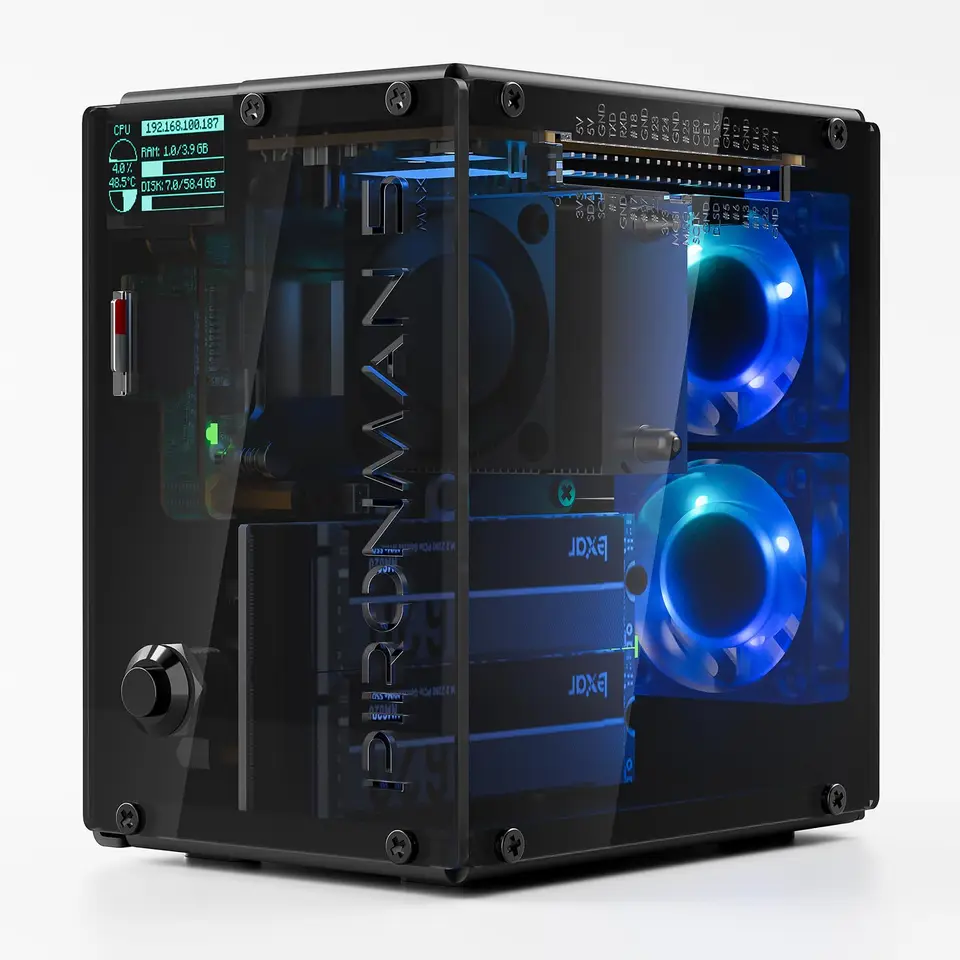 Raspberrypi5 8GB、PIRONMAN5 max、SSD、AIKit Pironman 5-MAX Dual NVMe M.2 SSD PCIe PC Case for Raspberry Pi 5