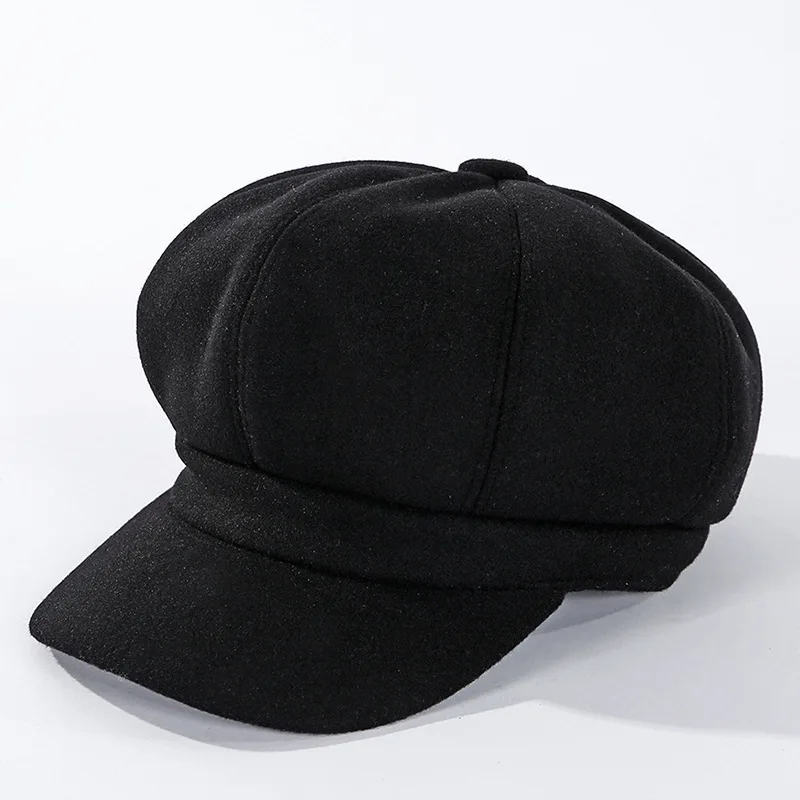 Winter Women\'s Cap Beret Octagonal Hats For Women Thick Warm Painter Caps Women Solid Color Vintage Newsboy Cap Female Lady Hat