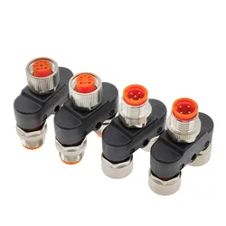 M12 Sensor Connector Waterproof 3-Way Pipe Conversion Plug Male Female 4pin 5pin Y Shaped A Code Connectors