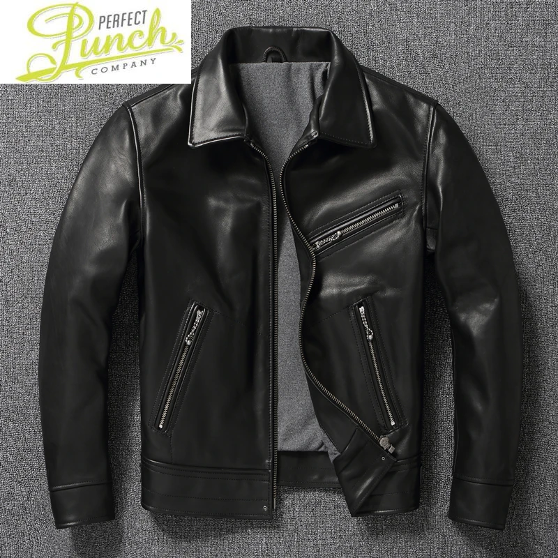 

Cowhide 100% Genuine Leather Jacket 2023 Vintage Black Leather Jackets for Men Slim Casual Jacket Chaqueta Cuero Hombre Lq449