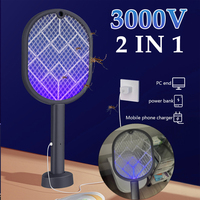 2-in-1 Electric Mosquito Swatter Mosquito Killer USB Rechargeable Angle Adjustable Electric Bug Zapper Fly Bat Insect Swatter