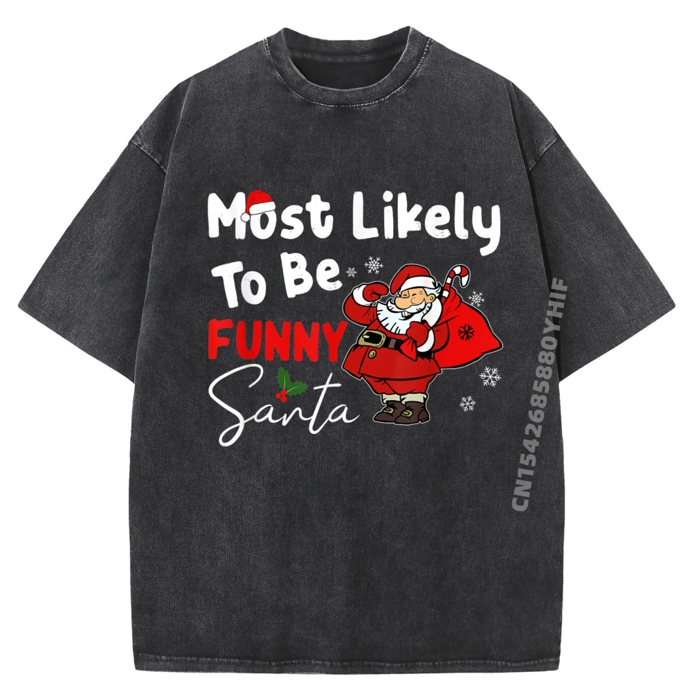 

Футболки с рисунком «Самое Likely To Be Santa», мужские хлопковые забавные рубашки с надписью, рождественские футболки с принтом, мужская повседневная стираная одежда
