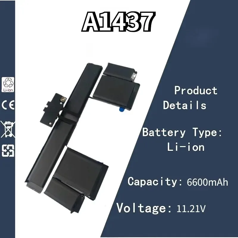 

New 11.21V 6600mAh A1437 Laptop Battery for Apple MacBook Pro 13" Retina A1425 Late 2012 Early 2013 Version Replacement Battery