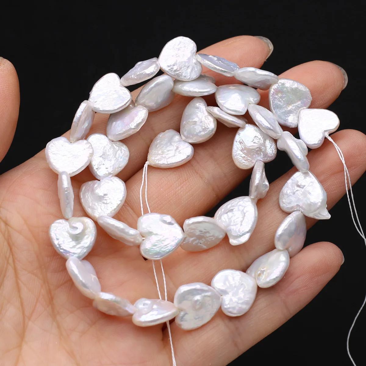 White Heart shaped Natural Freshwater Baroque Pearl 12x12mm Loose Spaced Beaded Jewelry Making Necklace Earrings High Quality