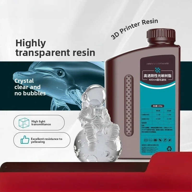1KG 405nm LCD High Clear Transparent Photocurable Resin,High Precision 3D Printing Photosensitive Material Fit for ELEGOO
