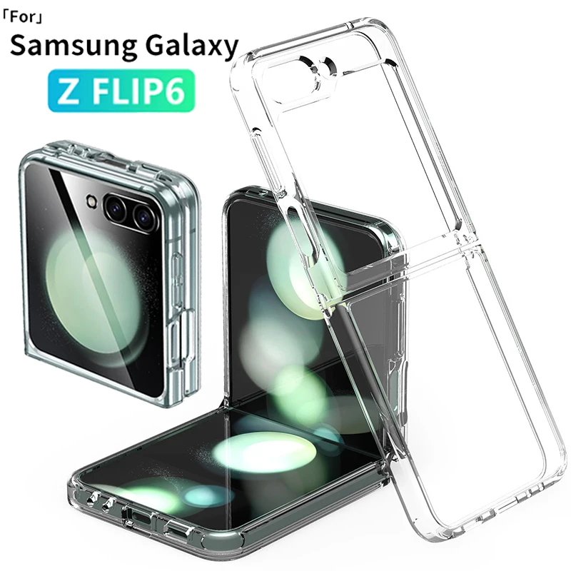 Hard PC Plastic Phone Case for Samsung Galaxy Z Flip 6 5 4 3 Case Shockproof Fold Transparent Cover for Galaxy Z Flip 6 Flip 5