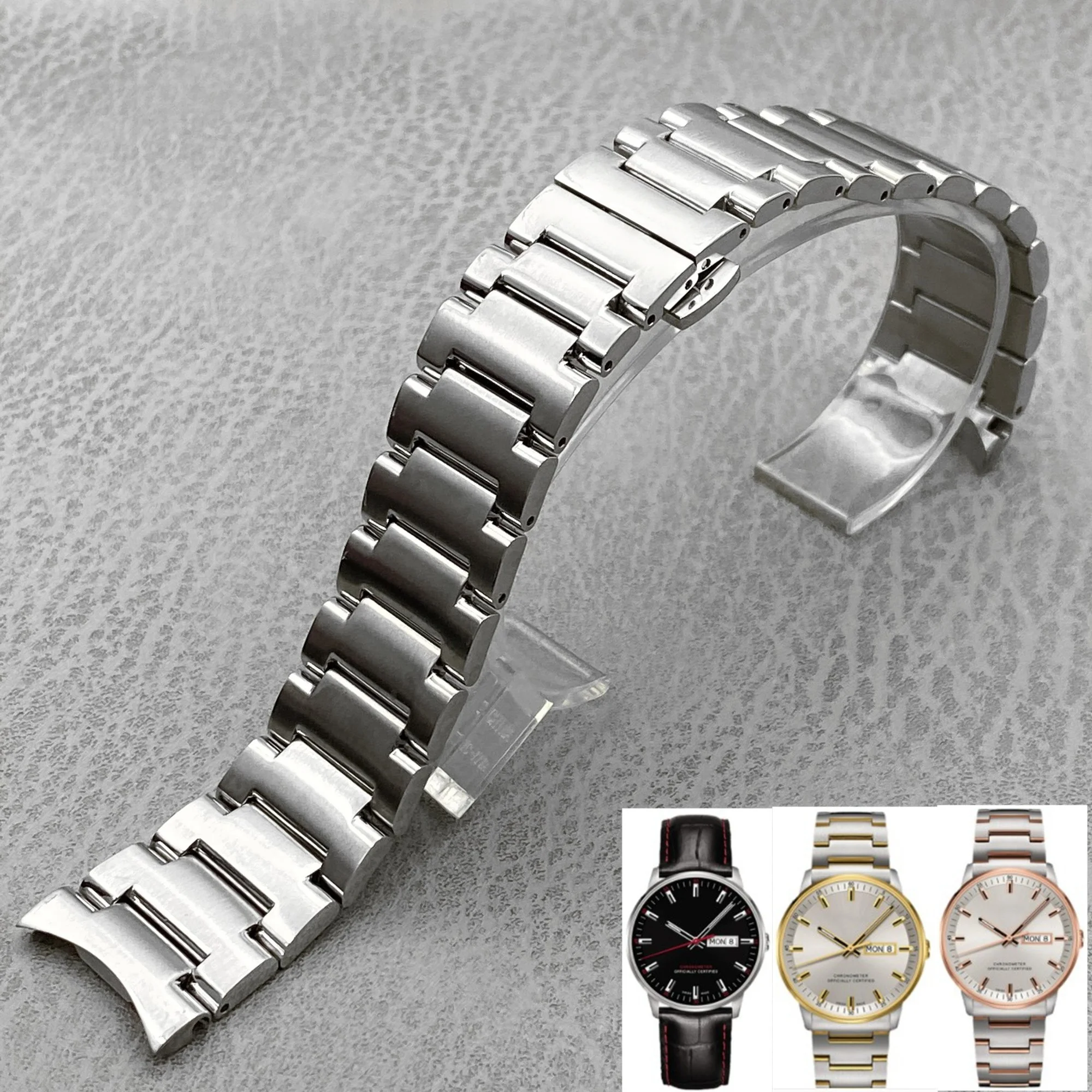 21mm Solid Curved End Watch Chain for Mido Commander M021 Watchband M016 Commander 2gen M021431A m021407 Stainless Steel Strap