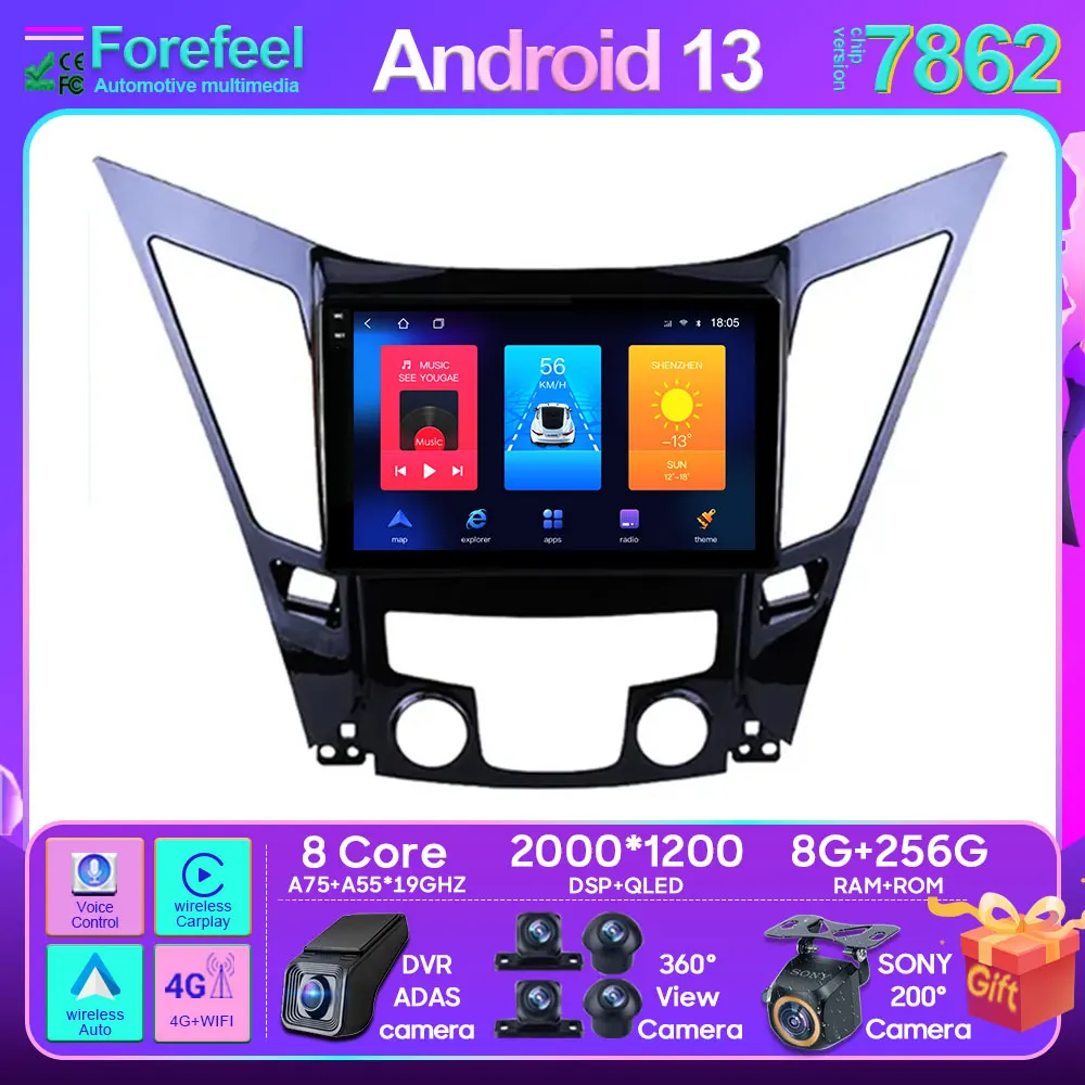 

Android13 For Hyundai Sonata 6 YF 2009 - 2015 Car Stereo Head Unit Multimedia Radio Player GPS Navigation Carplay QLED No 2DIN