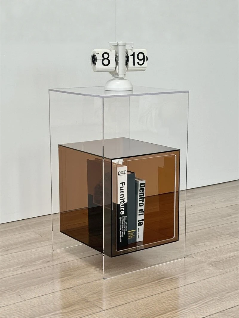 طاولة بجانب السرير من الأكريليك، حديثة وبسيطة على طراز المشاهير على الإنترنت، خزانة جانبية للأريكة، عرض خزانة على الطراز الفاخر وخفيف الوزن #2