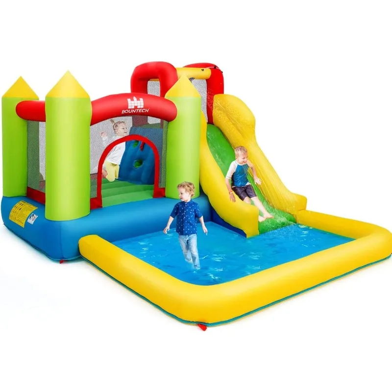 Inflatable Water Slide, 12 x9FT Bounce House Water Slide for Kids Outdoor with Large Jumping Area, Climbing Wall, Splash Pool