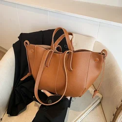 New Zipper Solid Color PU Handheld Tote Bag Large Capacity Fashionable Women's Bag Premium Single Underarm Sweet Shoulder Bag