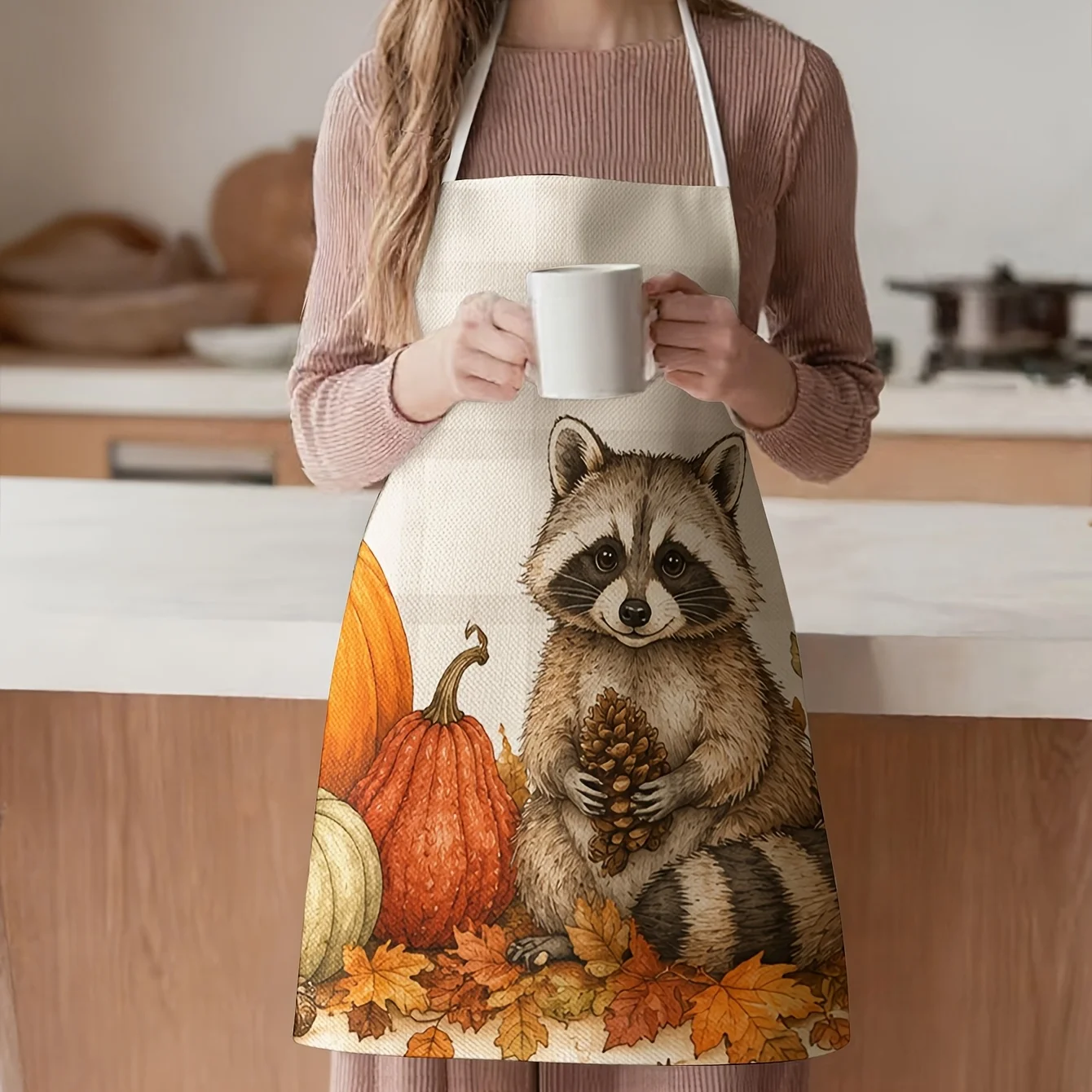 Autumn Woodland Squirrel Fall Harvest Apron Kitchen Apron Cute Fall Decor Cooking Baking Gift