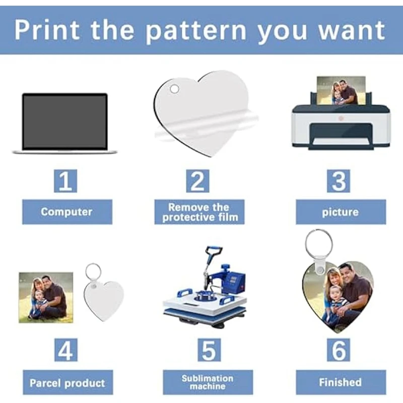 240-teiliges Herz-Doppelseiten-Sublimations-Schlüsselanhänger-Rohlinge-Set inklusive 160 Ringen und Clips für individuelle Schlüsselanhänger