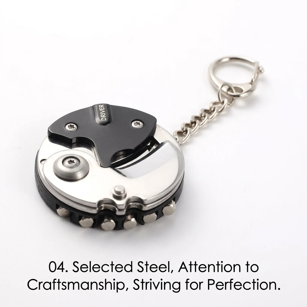 YGTITAN Coin Keychain Screwdriver, 6-in-1 Titanium EDC Pocket Tool, Portable Mini Repair Gadget for Outdoor