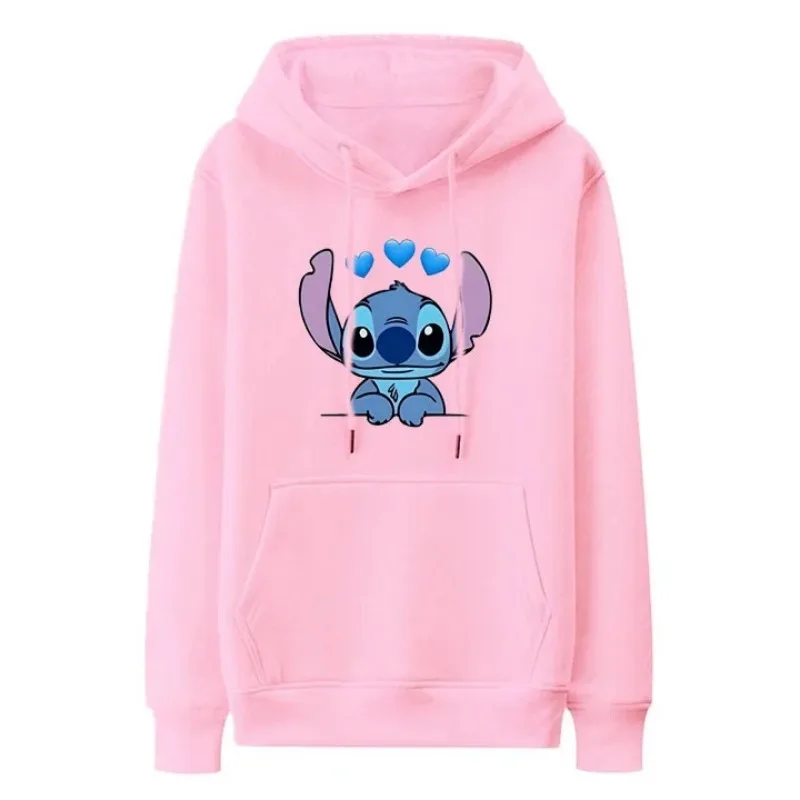 Lovely Pattern Male Sweatshirts Pocket Loose Clothing Disney Stitch Cartoon Cozy Men Hoodies Autumn Winter Popular Pullover