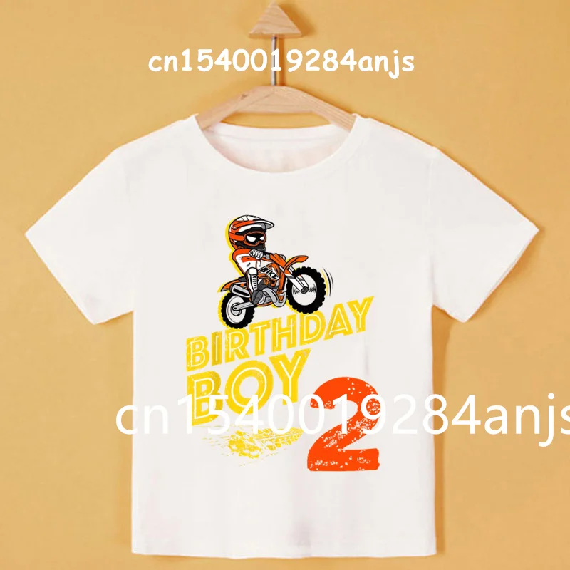 Motocross Motorcycle T Shirt Kids Cool Cartoon Print T Shirt Boy Girls T Shirt Street Teen Clothes Customize Name