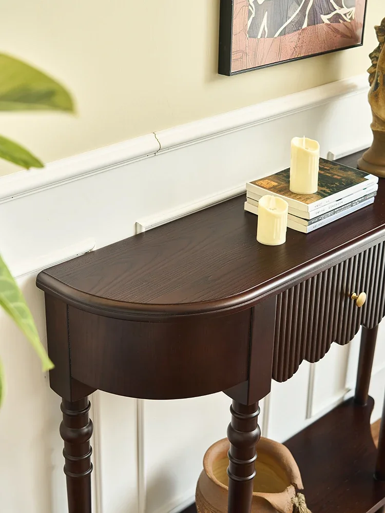 طاولة مدخل من الخشب الصلب الفرنسي، خزانة زخرفية عتيقة في ممر الممر على الحائط #6