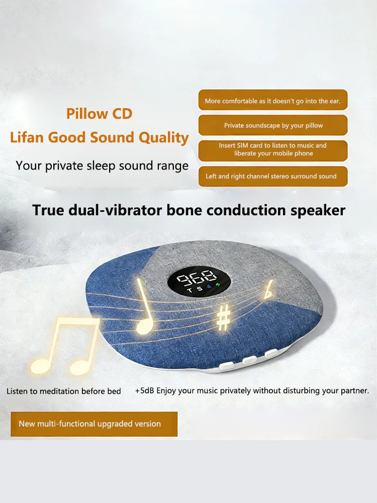 Under-the-pillow Sleep Sound Bone-conduction Bluetooth Speaker White Noise For Listening, Music Enjoyment Gadget Sleep Device
