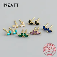 INZATT Real 925 Sterling Silver 5mm Horse Eye Zircon Mini Stud Earrings for Women Classic Fine Jewelry Ear Hole Care Accessories