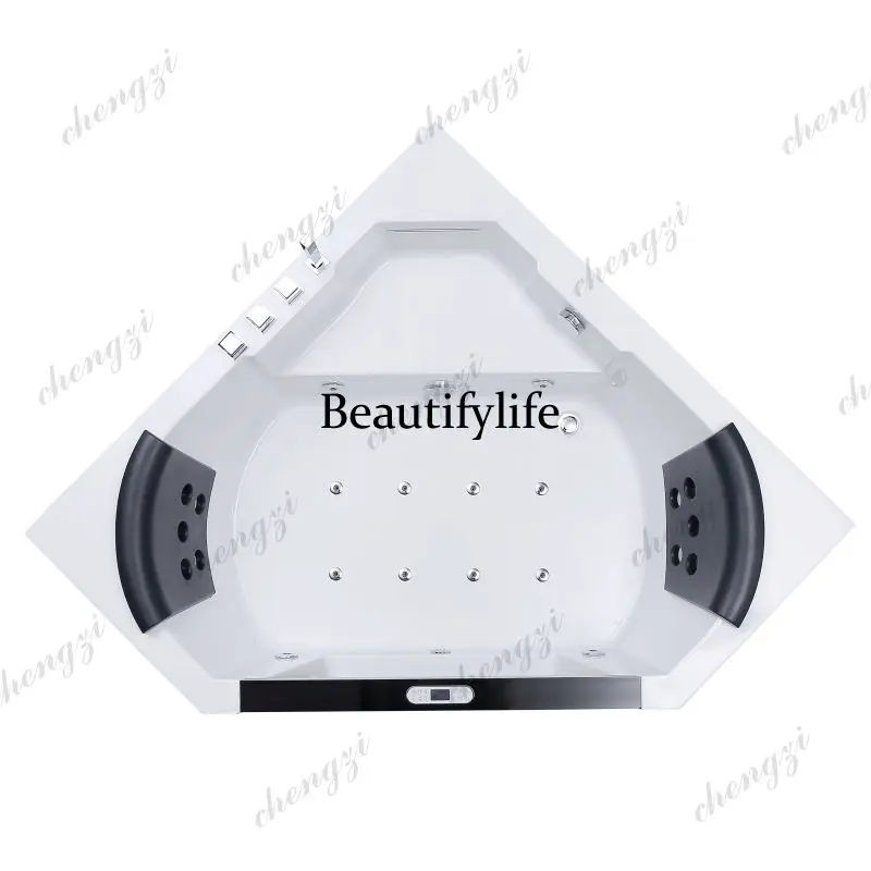 Triangular two-person spa whirlpool bathtub with 22 jets various styles and customizable for a comfortable massage colored light