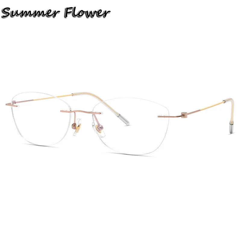 

2 g Light Frameless Eyeglasses Women Slim Optical Myopia Prescription Designer Rimless Glasses for Men