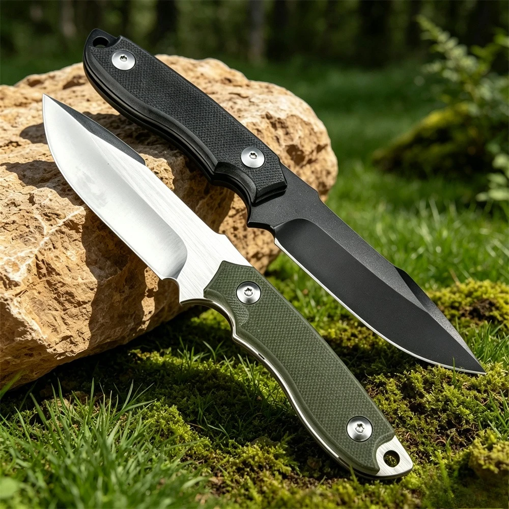 High-Hardness Fixed Blade Knife with 8Cr13MoV Steel, G10 Handle, and Sheath – A Durable Outdoor Camping and Field Companion