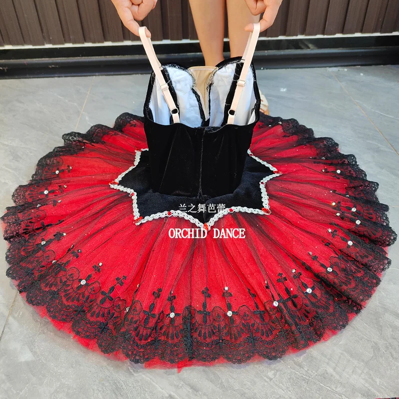 

Professional High Quality Custom Size 7 Layers Kids Girls Women Adult Performance Wear Red Bird Ballet Tutu Costumes