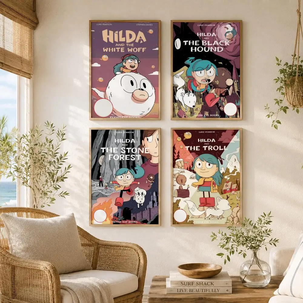 Cartoon H-Hilda Painting Calligraphy High-Quality Canvas Wall Mural Crease-Free For Living Room Bedroom Interiors