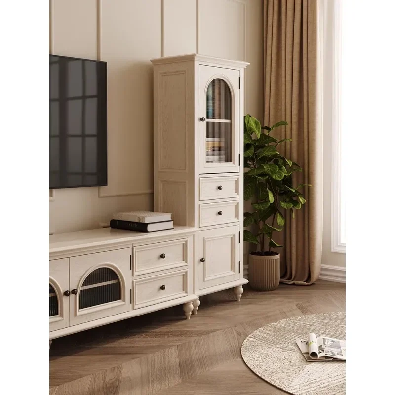 

-solid Wood Wine Cabinet Living Room Display Ntegrated With Wall Shelf Modern Minimalist Side