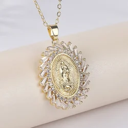 19 models New Fashion Blessing Virgin Mary Zircon Pendant Necklace Ladies Trend Good Luck Christian Amulet Jewelry Gift